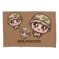 Cute Kawaii Army Camouflage Monogram on Brown |