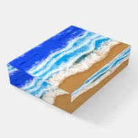 Ocean Art, White Foamy Waves on a Sandy Beach  Paperweight