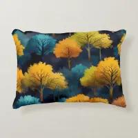 Colorful November Trees Sitting on a Hillside Accent Pillow