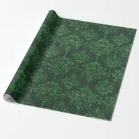 Green Burlap Damask Wrapping Paper