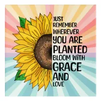 Inspirational Quote and Hand Drawn Sunflower Acrylic Print