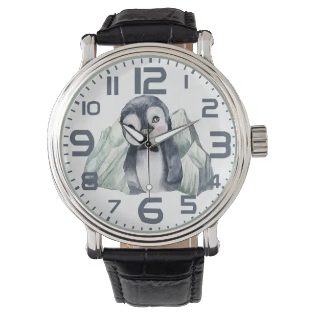 Penguin In Winter With Numbers Watch