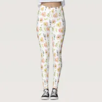 Pretty Watercolor Flowers  Leggings