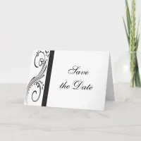 Black and White Swirls Wedding Save the Date Announcement