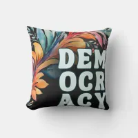 Groovy Retro Colorful Politics Themed Democracy Throw Pillow