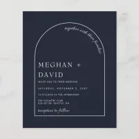 Budget Rustic Navy Modern Arch Wedding Invitation