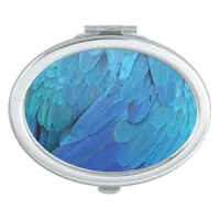 Blue parrot feathers pattern compact mirror