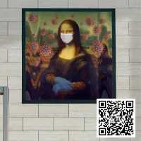 Masked Mona Lisa Playing Safe Around Coronavirus Poster