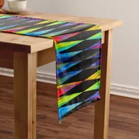 [Rainbow Fiesta] Harlequin Geometric Modern Black Short Table Runner