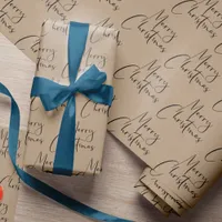 Kraft Rustic Merry Christmas Script Wrapping Paper