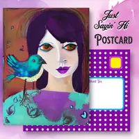 Keep in Touch with a Friend | Girl and Bird  Postcard