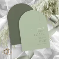 Simply Chic Wedding Sage/Moss Arch ID1046 Invitation