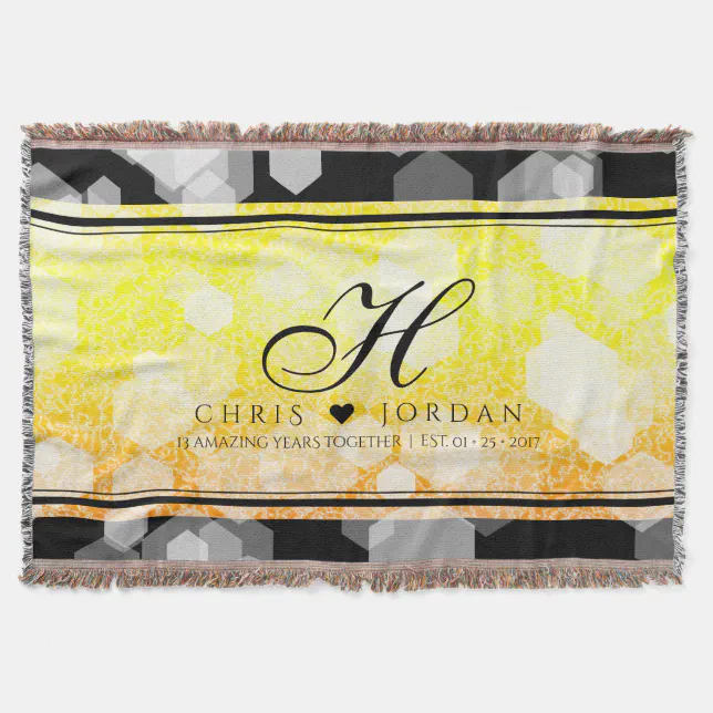 Elegant 13th Citrine Wedding Anniversary Throw Blanket