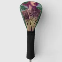 Woman in Monstera Deliciosa Leaves Golf Head Cover