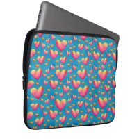 Multicolored Watercolor Hearts Laptop Sleeve