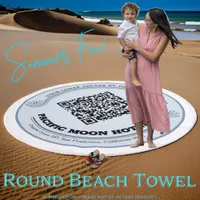 Elegant Customizable 'Pacific Moon Hotel' QR Code Beach Towel