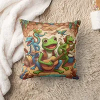 Rock and Roll Animals Performing at Music Fest Throw Pillow