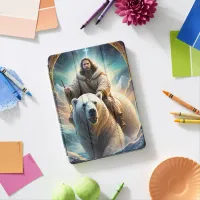 (AI Generated ) Jesus on a polar bear  iPad Air Cover