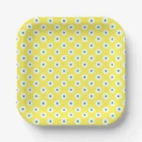 Minimalistic Bright Green and White Dots on Yellow Paper Plates