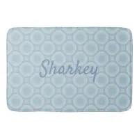 Blue Surname on Overlapping Ocean Bubbles Bath Mat