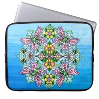 Pink and Light Blue Hand Drawn Mandala Laptop Sleeve