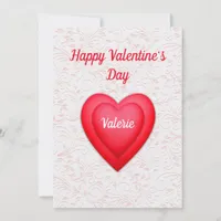 Valentine's Day Fancy Red Hearts Personalized Card