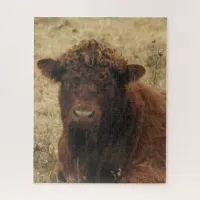 Brown Cow Relaxing on Farm Jigsaw Puzzle