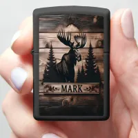 Custom Moose Wood Sign Zippo Lighter