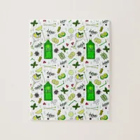 Trendy Gin Drinker Cocktail Glasses and Juniper Jigsaw Puzzle