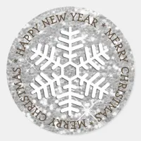 Silver Snowflake Merry Christmas Sticker