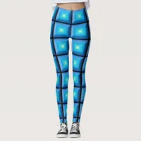 Optical Illusion Aqua Abstract Rectangular Leggings