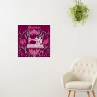 Vintage Sewing Machine:Floral Fuchsia Personalized Foam Board