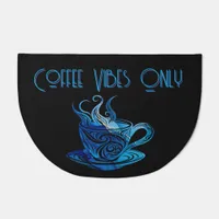 Artistic Blue Coffee Cup with Swirling Patterns Doormat