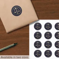 Attorney Lawyer Gold Scales of Justice Emblem Classic Round Sticker