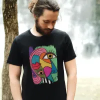 Abstract Face Colorful Artsy Fun Whimsical Modern Tri-Blend Shirt