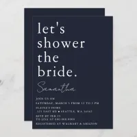 Navy Simple Elegant Modern Bridal Shower Invitation