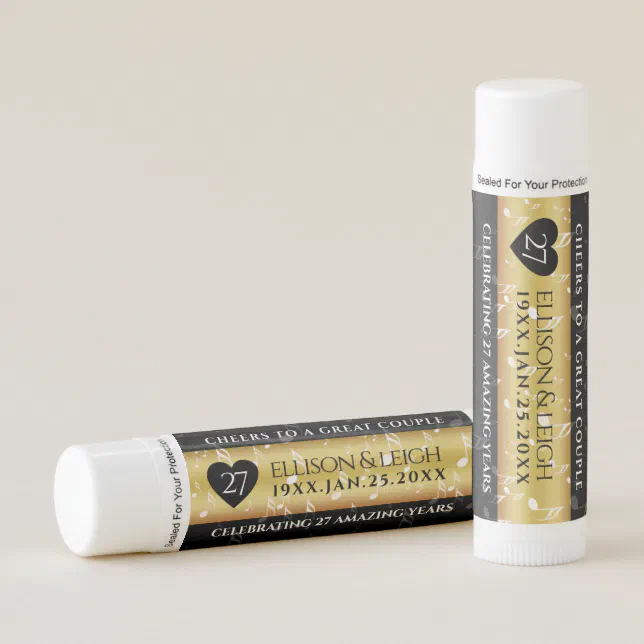 Elegant 27th Music Wedding Anniversary Celebration Lip Balm