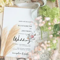 Rustic Neutral Earthy Boho Pampas Grass Wedding In Invitation