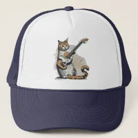 Cool Orange Cat Jamming on the Guitar Trucker Hat