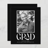 Budget Modern Black White Graduation Announcement