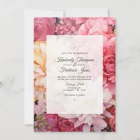 Blush and Gold Floral Wedding Invitation