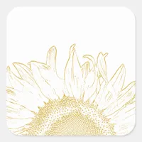 Yellow and White Sunflower Graphic Square Sticker