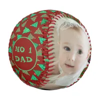 No 1 Dad | Son And Daughter Photo Christmas Tree Baseball