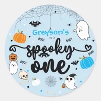 Spooky One Cute Halloween Ghost 1st Birthday Party Classic Round Sticker