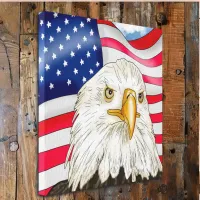 Hand Drawn Bald Eagle and American Flag Patriotic Canvas Print