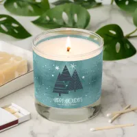 Christmas Trees and Snowflakes Teal ID863 Scented Candle