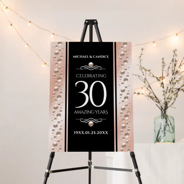 Elegant 30th Pearl Wedding Anniversary Celebration Foam Board