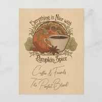 Pumpkin Spice Coffee & Friends Postcard