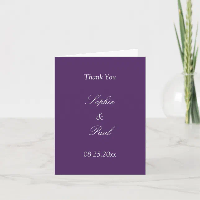 Dark Purple Wedding Thank You Card