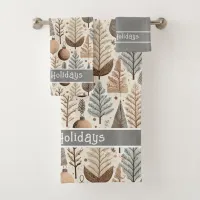 Earth Tones Christmas Pattern#25 ID1009 Bath Towel Set